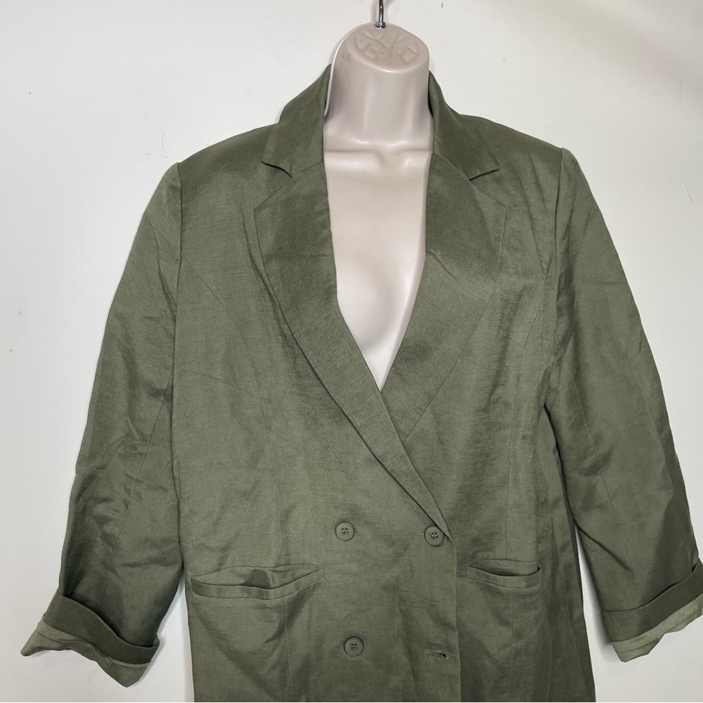 Lioness La Quinta Khaki Olive Green Linen Blend oversized Blazer sz XS - Picture 8 of 10